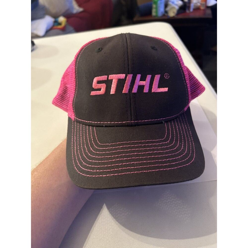 STIHL Outfitters Hat Womens Adjustable Pink Mesh Back Trucker Cap